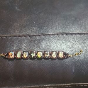 Brown Beaded Bracelet with Animal Images